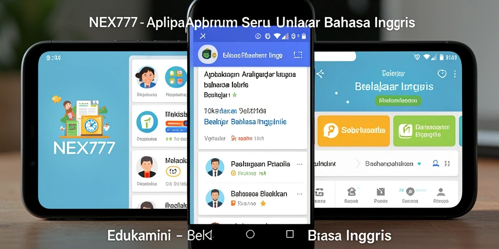 Tampilan antarmuka aplikasi NEX777 untuk belajar Bahasa Inggris.