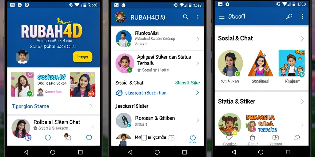 Antarmuka RUBAH4D menampilkan pilihan stiker menarik untuk chat.